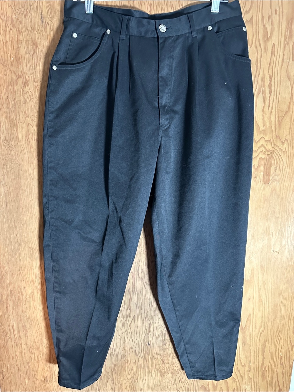Gitano Black Pleated Tapered Chinos